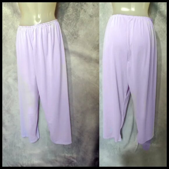 Vintage Nylon Pajamas Large Lavender PJs with Embroidered Details VFG 50s - Picture 4 of 16